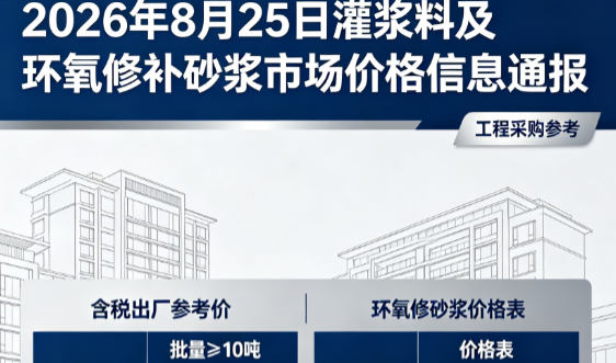 武清2026年8月25日灌浆料及环氧修补砂浆市场价格信息通报